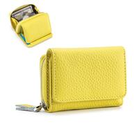 Générique Unisex Pebble Leather Wallet, Women Wallet, Soft Compact RFID Blocking Card Holder with Zipper Coin Pocket, Credit Card Holder for Women, Small Purse for Men and Women (Yellow)