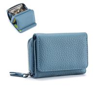 Générique Unisex Pebble Leather Wallet, Women Wallet, Soft Compact RFID Blocking Card Holder with Zipper Coin Pocket, Credit Card Holder for Women, Small Purse for Men and Women (Blue)