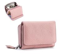 Générique Unisex Pebble Leather Wallet, Women Wallet, Soft Compact RFID Blocking Card Holder with Zipper Coin Pocket, Credit Card Holder for Women, Small Purse for Men and Women (Pink)