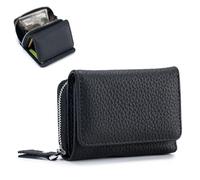 Générique Unisex Pebble Leather Wallet, Women Wallet, Soft Compact RFID Blocking Card Holder with Zipper Coin Pocket, Credit Card Holder for Women, Small Purse for Men and Women (Black)