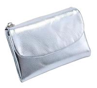 Générique Unisex Pebble Leather Wallet, Women's Genuine Leather Coin Purse with Credit Card Holder, Coin Holder & Cash Slots (Silver)