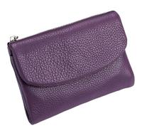 Générique Unisex Pebble Leather Wallet, Women's Genuine Leather Coin Purse with Credit Card Holder, Coin Holder & Cash Slots (Purple A)