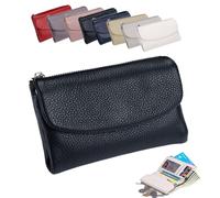 Générique Unisex Pebble Real Leather Wallet Multicolor Slim Anti-Theft Bifold with Card Holder & Coin Purse Precioush Purse for Passport Daily Travel (Black)