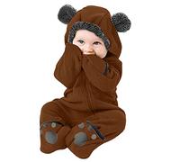 Générique Unisexe Bébé Combinaison De Neige À Capuche pour Filles Et Garçons Manteau Veste Habit Bodys Combinaisons Garçon Petit Bateau Body Lot 3 Fille Barboteuse Cadeau (Brun,0-3 Mois)