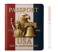 Générique United States 250th Anniversary Passport Holder, Founding Spirit Passport Holder, America 250 Years of Freedom Passports Cover, Imperproping Leather Passports Protector, Lightweight (A)