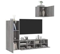 Générique Unités murales TV 4 pcs Sonoma Gris Bois d'ingénierie,Meubles,Meubles TV,Gris,48.31 KG,3216505