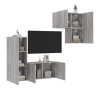 Générique Unités murales TV 4 pcs Sonoma Gris Bois d'ingénierie,Meubles,Meubles TV,Gris,55.14 KG,3216433