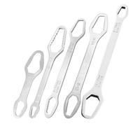 Générique Universal Car Wrench Set, 5PCS Double Ended Self Tightening Spanner Adjustable Grip Multi Purpose Repair Tool, Heavy Duty Wrench Kit for Garage Home Plumbing Bicycle Furniture Fixing