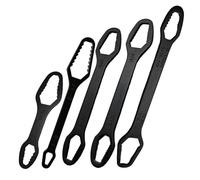 Générique Universal Wrench Set, Self Tightening Spanner, Double Ended Grip Tool, Multi Size Adjustable Head Heavy Duty for Secure Work Use 5 Pieces Garage Home Bike Bicycle Electric Repair Tool Kit