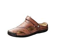 Générique Uomo Sandali Casual Sandali in Pelle Punta Chiusa Estate Pantofole Traspiranti Scarpe da Spiaggia per Escursioni a Piedi