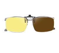 Générique Up Night Driving Glasses Clip On - Alloy 7g 135mm Or 137mm Anti Glare Polarized - Day Night 2 In 1 Yellow Lens For Anti High Beam - Unisex Metal Frame