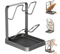 Générique Upgraded Kitchen Pot Lid Storage Rack, Double Layer Pot Lid Organizer with Removable Drip Tray, Carbon Steel Lid & Spoon Holder for Countertop, Cooking & Cabinet Organization(1pcs)