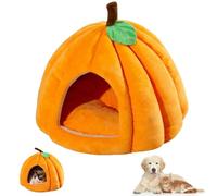 Générique Upgraded Pumpkin Cat Bed for Indoor Cats - Warm Cute CatBeds with Removable Cushion, Non-Slip Safety Base (Orange-Red,Small)
