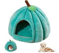 Générique Upgraded Pumpkin Cat Bed for Indoor Cats - Warm Cute CatBeds with Removable Cushion, Non-Slip Safety Base (Peacock Blue,Small)