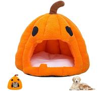 Générique Upgraded Pumpkin Cat Bed for Indoor Cats - Warm Cute CatBeds with Removable Cushion, Non-Slip Safety Base (Orange-Red B,Medium)