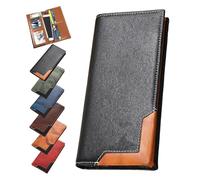 Générique Upliftjoys Cowhide Vintage Wallet, Men Long Leather Bifold Wallet, Western Bifold Leather Long Wallets for Men (Black)