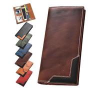 Générique Upliftjoys Cowhide Vintage Wallet, Men Long Leather Bifold Wallet, Western Bifold Leather Long Wallets for Men (Brown)
