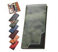 Générique Upliftjoys Cowhide Vintage Wallet, Men Long Leather Bifold Wallet, Western Bifold Leather Long Wallets for Men (Green)