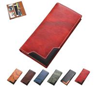 Générique Upliftjoys Cowhide Vintage Wallet, Mens Women Leather Bifold Long Card Big Checkbook Handcrafted Wallets (Red)
