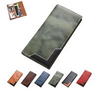 Générique Upliftjoys Cowhide Vintage Wallet, Mens Women Leather Bifold Long Card Big Checkbook Handcrafted Wallets (Green)