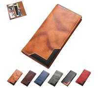 Générique Upliftjoys Cowhide Vintage Wallet, Mens Women Leather Bifold Long Card Big Checkbook Handcrafted Wallets (Yellow)