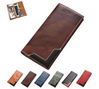Générique Upliftjoys Cowhide Vintage Wallet, Mens Women Leather Bifold Long Card Big Checkbook Handcrafted Wallets (Brown)