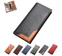 Générique Upliftjoys Cowhide Vintage Wallet, Mens Women Leather Bifold Long Card Big Checkbook Handcrafted Wallets (Black)