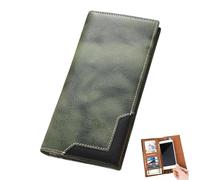 Générique Upliftjoys Cowhide Vintage Wallet, Mens Women Leather Bifold Long Card Wallets, Cowboy Checkbook Wallet for Father Mens Big (Green)