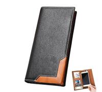 Générique Upliftjoys Cowhide Vintage Wallet, Mens Women Leather Bifold Long Card Wallets, Cowboy Checkbook Wallet for Father Mens Big (Black)