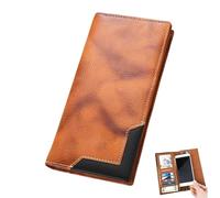 Générique Upliftjoys Cowhide Vintage Wallet, Mens Women Leather Bifold Long Card Wallets, Cowboy Checkbook Wallet for Father Mens Big (Yellow)