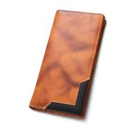 Générique Upliftjoys Cowhide Vintage Wallet, Stylish Patchwork Design Long Wallet for Men, Large Capacity with RFID Blocking Function (Yellow)