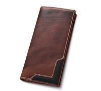 Générique Upliftjoys Cowhide Vintage Wallet, Stylish Patchwork Design Long Wallet for Men, Large Capacity with RFID Blocking Function (Coffee)
