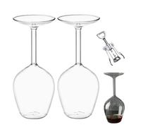 Générique Upside Down Wine Glass - Hand-Blown Lead-Free Glass with 14oz Capacity,Unique Inverted Design,for Anniversaries,Birthdays,Christmas & Parties (2PCS)