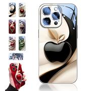 Générique Urgalaxy Personalized 3D Colorful Fruit Tempered Glass Phone Case, Urgalaxy All-Inclusive Lens Design Phone Case. for iPhone 12/13/14/15/16 Series (15 Pro,Black)