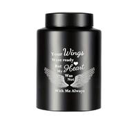 Générique Urn - Provides Airtight Waterproof Protection, Elegant Angel Wing Embellishment, 15x10x10cm Size + Secure Screw Lid, High Grade Stainless Steel - for Home Display & Outdoor Burial
