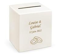 Générique Urne de Mariage Personnalisable en Carton Nacré, 24 x 24 cm avec Gravure des Prénoms et Date