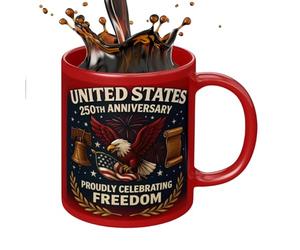 Générique US Flag Coffee, 1776-2026 Ceramic Mug, Patriotic Drinkware with Material, Mug for Dad Mother Grandparent, History, American Flag Keepsake for Friends