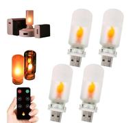 Générique USB Flame Ambiance Light with Remote Control,Realistic Flame Simulation LED Bulb,Dynamic Flickering Mood Nightlight,Portable Mini Glass Bottle Decor Lamp for Car,Camping,Party,Bedroom