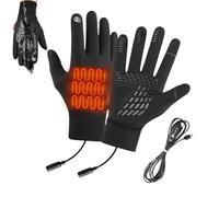 Générique USB Heated Gloves, Screen Touch Mitts, 8.26in Winter Thermal Gear, Waterproof Insulated Fabric, Rechargeable Heating for Outdoor, Running, Fishing Trips, Cycling, Commutes, Hiking
