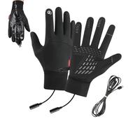 Générique USB Heated Gloves, Thermal Touchscreen Mittens, Waterproof Electric Heating Gear Soft Fleece Lined Black Adjustable for Winter Running Fishing Cycling Hiking, 1 Pair