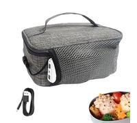 Générique USB Heated Lunch Bag Portable Food Warmer Bag | Waterproof Oxford Cloth 21x16x8cm Thermal Insulated Box With Zipper Hand Carry Design | Office Picnic Travel Heating Storage B́ag