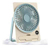 Générique USB Rechargeable Table Fan with LCD Display, Slim Card-Style Quiet Desk Cooling Appliance for Students Teens Adults Boys and Girls, Portable Personal Fan for Home or