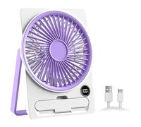 Générique USB Rechargeable Table Fan with LCD Display, Slim Card-Style Quiet Desk Cooling Appliance for Students Teens Adults Boys and Girls, Portable Personal Fan for Home or