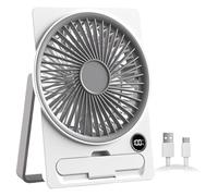 Générique USB Rechargeable Table Fan with LCD Display, Slim Card-Style Quiet Desk Cooling Appliance for Students Teens Adults Boys and Girls, Portable Personal Fan for Home or