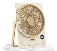 Générique USB Rechargeable Table Fan with LCD Display, Slim Card-Style Quiet Desk Cooling Appliance for Students Teens Adults Boys and Girls, Portable Personal Fan for Home or