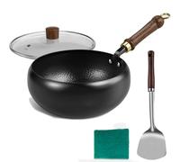 Générique Usceshonn Iron Pot, 9/10/11in Handmade Hammered Large Belly Pot, With Glass Cover, Triple Stainless Steel For Cooking, Stewing(hammer pattern,26cm)