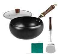 Générique Usceshonn Iron Pot, 9/10/11in Handmade Hammered Large Belly Pot, With Glass Cover, Triple Stainless Steel For Cooking, Stewing(smooth surface,28cm)