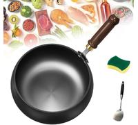 Générique Usceshonn Iron Pot, Uncoated Thick Iron Pot, Hand-Forged Non-Stick Pan, With Lid And Spatula, Easy To Clean for Baking, Cooking, Stewing (9.4 in,single pot)
