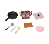 Générique Ustensiles de Cuisine Miniature Ensemble de Jeu Batterie de Cuisine Accessoires En Bois Résine pour Enfants Fonction Apprentissage Adapté à La Décorat, Pot Chaud En or Rose