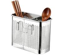 Générique Utensil Holder, Drying Metal Portable Cutlery Rack with Hook, 14 * 11 * 7cm Kitchen Sink Counter Organizer for Home House Indoor Restaurant Forks Knives Spoons Dish Drying Storage Use